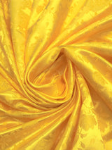 Yellow Jacquard Satin Fabric - Yellow, Reversible, 58"-60" Width (1 Yard)