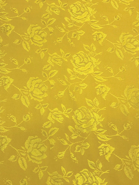 Yellow Jacquard Satin Fabric - Yellow, Reversible, 58"-60" Width (1 Yard)