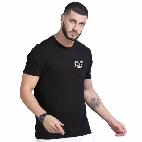 Pack: 12 Fast Printed Tees – Design Your Own Shirt with Photo, Logo, or Text (Left Chest - Black)