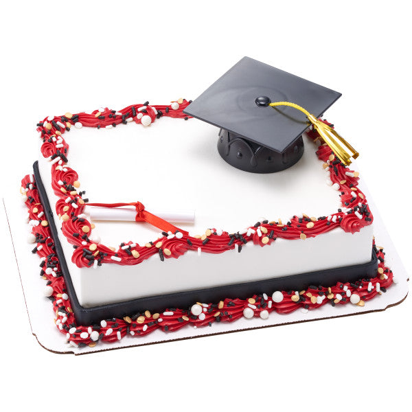 Graduation Black Grad Cap with Tassels Layon Cake - 12 set