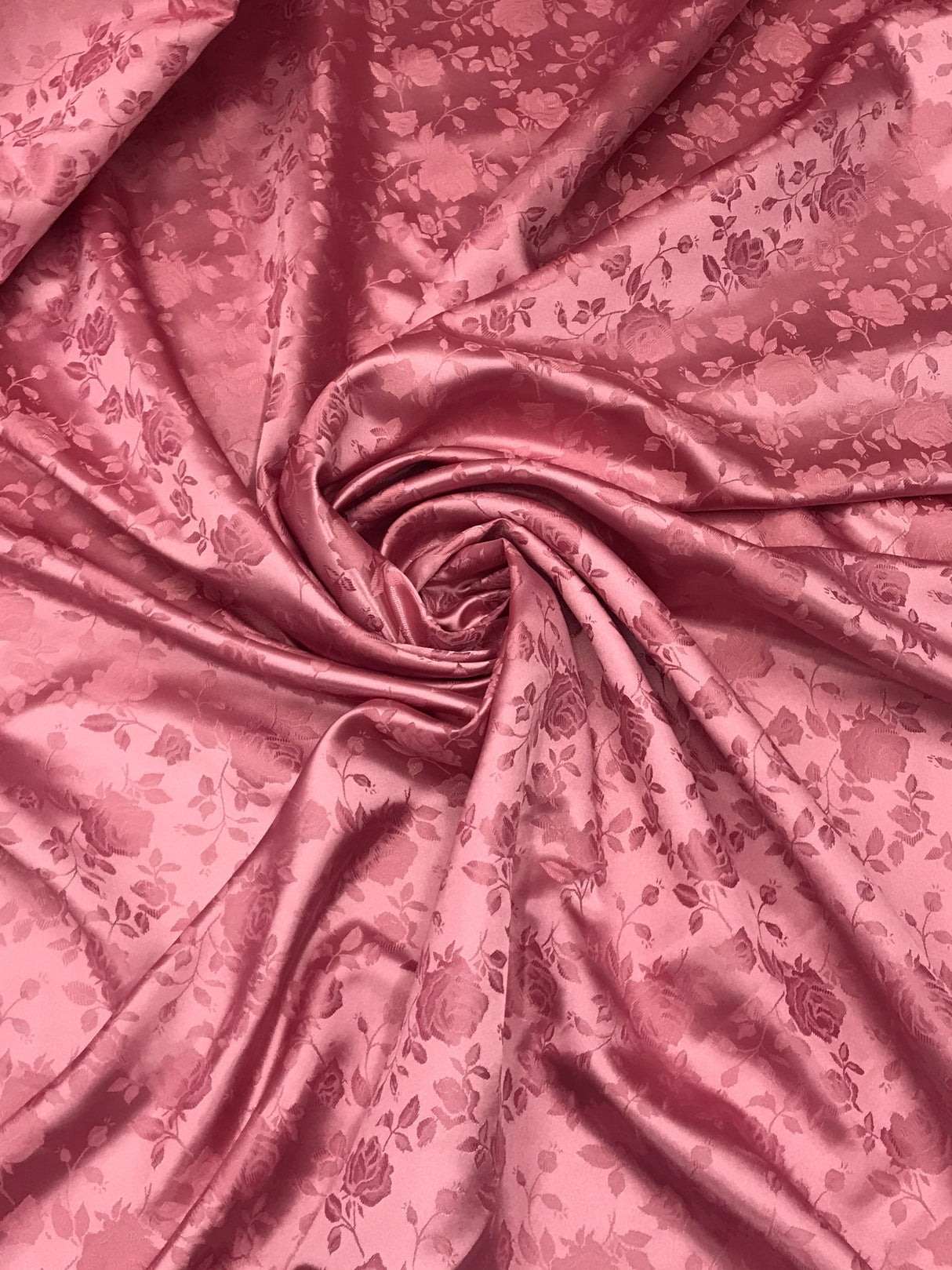 Mauve Jacquard Satin Polyester Fabric - Mauve, Reversible, 58"-60" Width (1 Yard)
