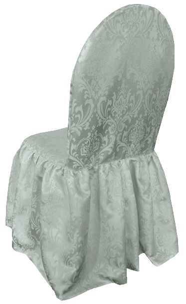 Chair Cover Floral Damask Jacquard Polyester Banquet Skirt Silver