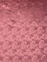 Mauve Jacquard Satin Polyester Fabric - Mauve, Reversible, 58"-60" Width (1 Yard)