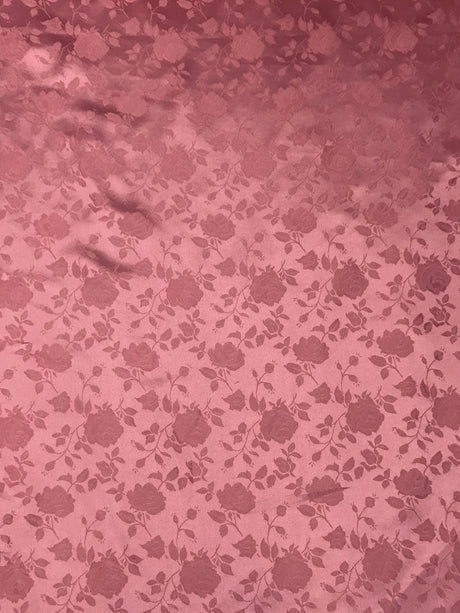 Mauve Jacquard Satin Polyester Fabric - Mauve, Reversible, 58"-60" Width (1 Yard)