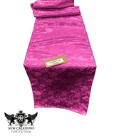 Jacquard Satin Roses Runner Satin Fabric - Ecru Jacquard Rose Motif, 14" Wide X 108" Long (1 Runner)
