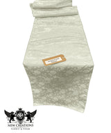 Jacquard Satin Roses Runner Satin Fabric - Ecru Rose Motif, 14" Wide x 120" Long (1 Runner)