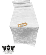 Jacquard Satin Roses Runner Satin Fabric - Ecru Rose Jacquard, 14" Wide X 72" Long (1 Runner)