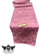 Jacquard Satin Roses Runner Satin Fabric - Ecru Jacquard Rose Motif, 14" Wide x 90" Long (1 Runner)