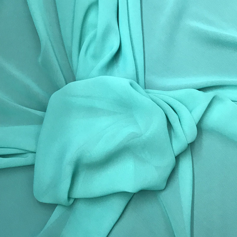 Aqua Chiffon Polyester Fabric - Aqua, Sheer, 59"-60" Width (1 Yard)