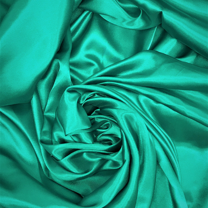 Jade Medium Satin Polyester Fabric - Jade, Solid, 58"-60" Width (1 Yard)