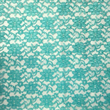 Raschel Lace Polyester Fabric - French Floral Lace, Aqua, 60" Width