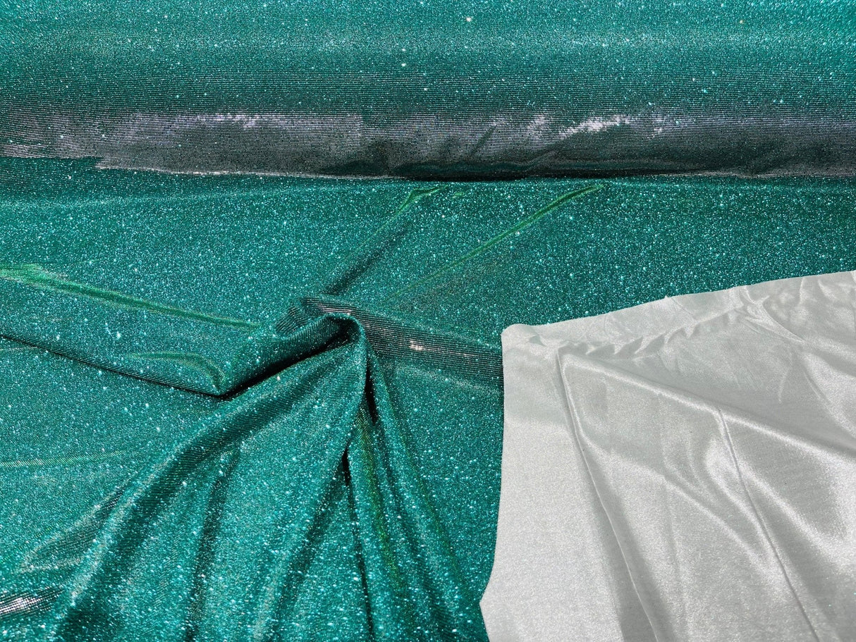 Jade Moon Shadow Shimmer Glitter Fabric - Jade, Full Glitter Covered, 58/60" Width (1 Yard)