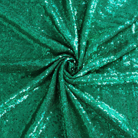 Jade Green Sequin Glitter Embroidery Fabric - Jade Green Sequin, Embroidered Pattern, 1 Yard