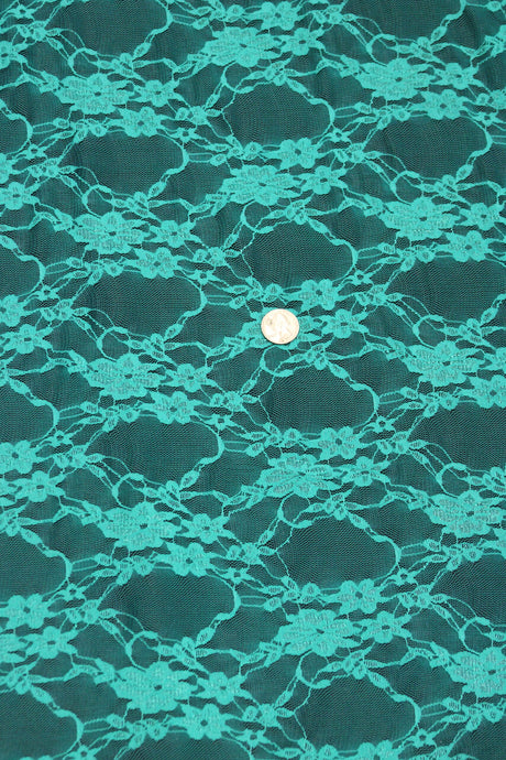 Jade Stretch Lace Nylon Spandex Fabric - Jade Floral Lace, 58/60" Width (1 Yard)