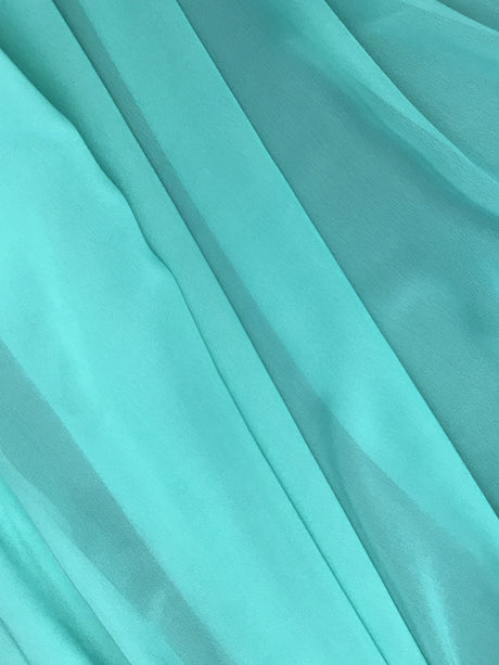 Aqua Chiffon Polyester Fabric - Aqua, Sheer, 59"-60" Width (1 Yard)