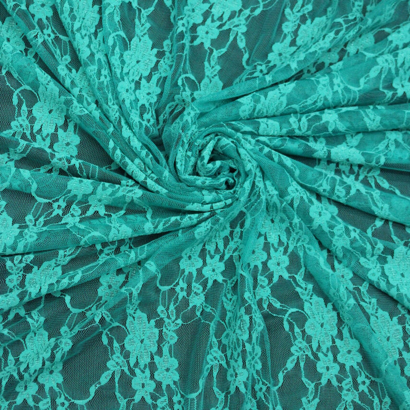 Jade Stretch Lace Nylon Spandex Fabric - Jade Floral Lace, 58/60" Width (1 Yard)
