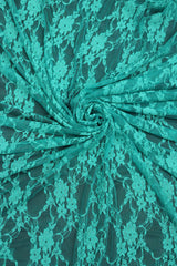 Jade Stretch Lace Nylon Spandex Fabric - Jade Floral Lace, 58/60" Width (1 Yard)