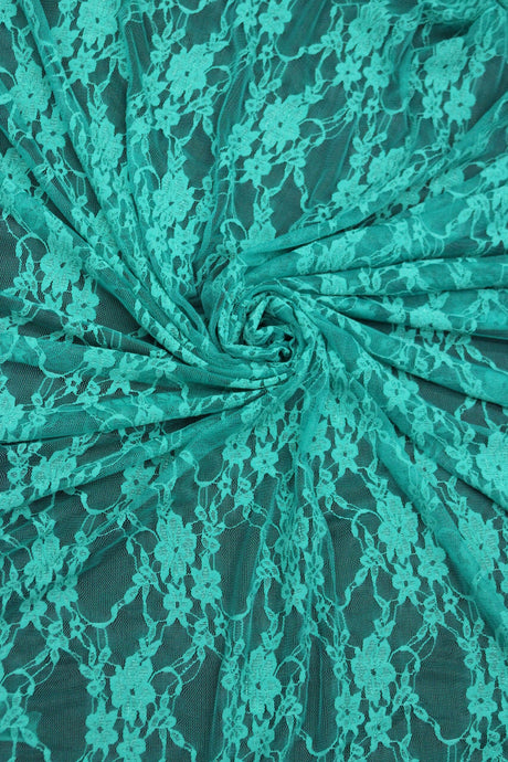 Jade Stretch Lace Nylon Spandex Fabric - Jade Floral Lace, 58/60" Width (1 Yard)