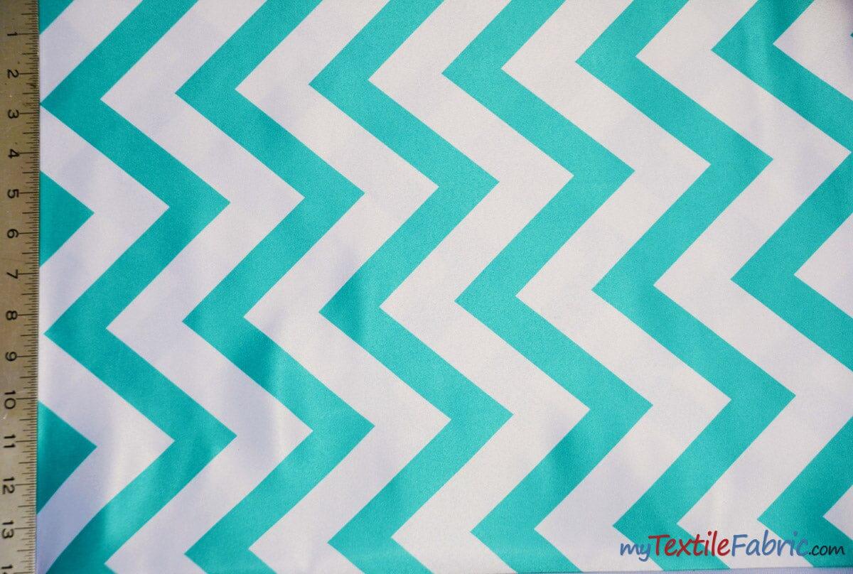Chevron Lamour Satin Polyester Fabric - Chevron Print, 58/60" Width, Multiple Colors (1 Yard)