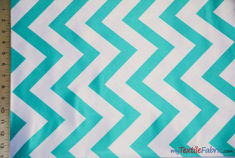 Chevron Lamour Satin Polyester Fabric - Chevron Print, 58/60" Width, Multiple Colors (1 Yard)