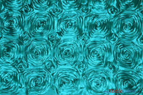 Rosette Satin Polyester Fabric - 3D Satin Floral Embroidery, 52/54" Width (Yards, Bolts, Sample Swatch)