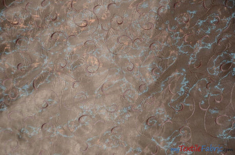 Swirl Organza Polyester Fabric - Embroidered Swirl Sheer, 52/54" Width, Multiple Colors (1 Yard)