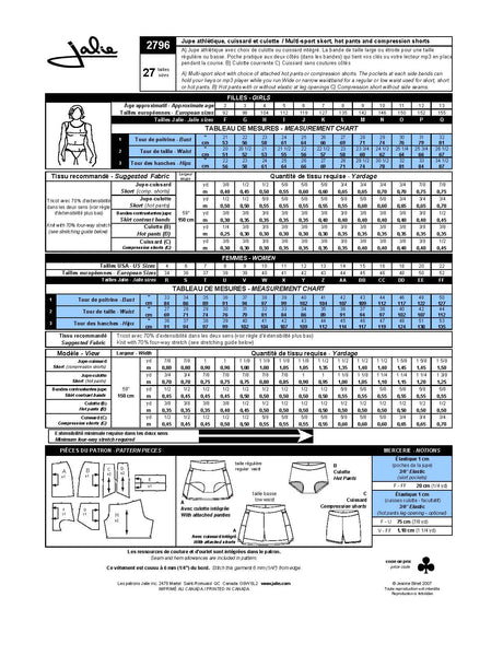 Sewing Pattern Multi-Sport Skort by Jalie