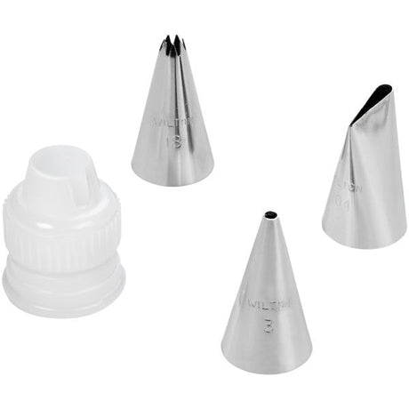 Wilton Beginner Basic Cake Decorating Tip Set with Coupler – 4 Piece