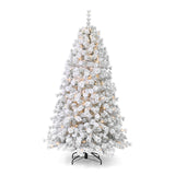 6.5' Flocked Winter Fir Tree Warm White LED