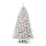 6.5' Flocked Winter Fir Tree with 250 Warm White LED Lights