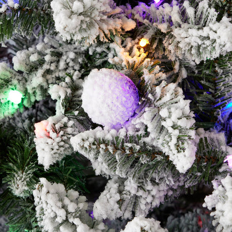 7' Slim Snow Kissed Pine Tree Multicolor LED