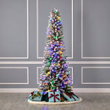 6' Slim Snow Kissed Pine Tree with 200 Multicolor LED Lights