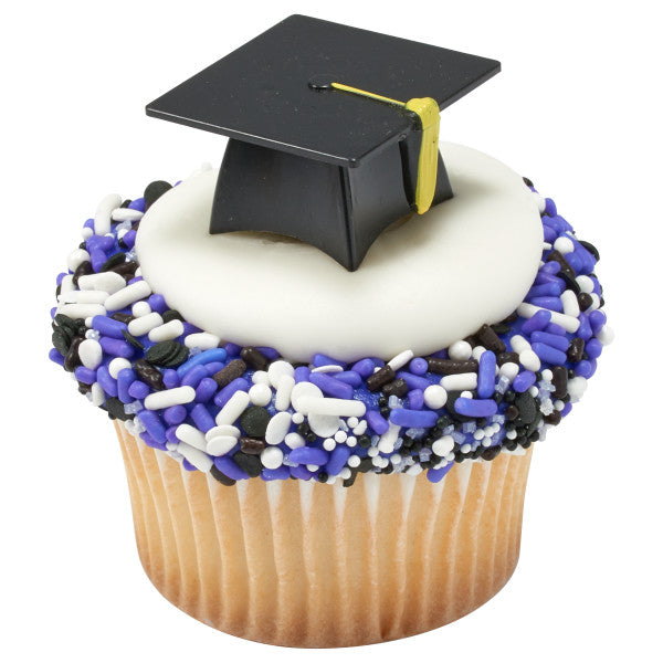 Graduation 3D Hat Cupcake Cake Pics - set of 12