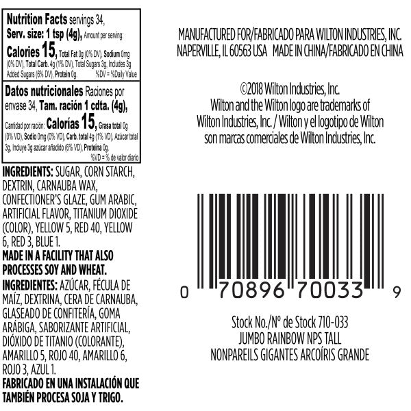 Wilton Rainbow Jumbo Nonpareils Sprinkles, 4.8 oz.