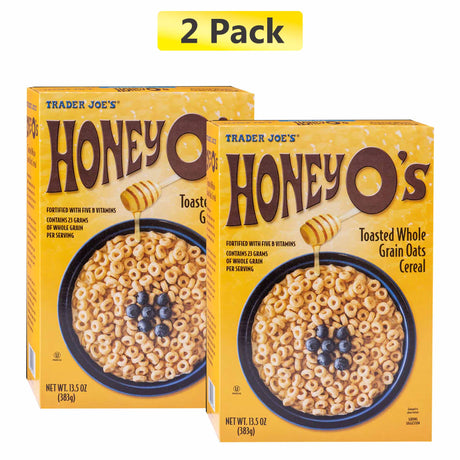 Trader Joe's Honey Nut O's Toasted Whole Grain Oats Cereal, 13.5 oz Box,