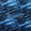 Jeans Patch Polyester Spandex Fabric - Blue/Fuchsia, Denim Patch Print, 60" Width (1 Yard)
