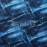 Jeans Patch Polyester Spandex Fabric - Blue/Fuchsia, Denim Patch Print, 60" Width (1 Yard)