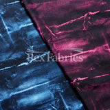 Jeans Patch Polyester Spandex Fabric - Blue/Fuchsia, Denim Patch Print, 60" Width (1 Yard)
