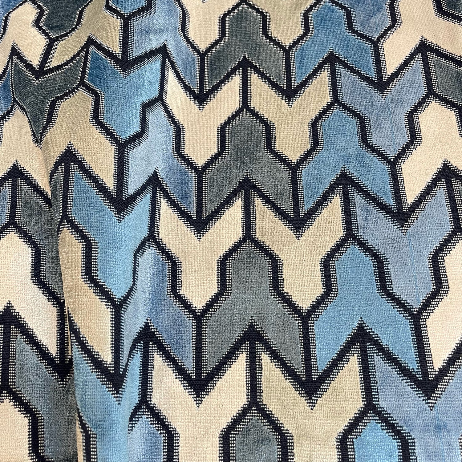 Cut Velvet Upholstery Fabric Jefferson Geometric Pattern
