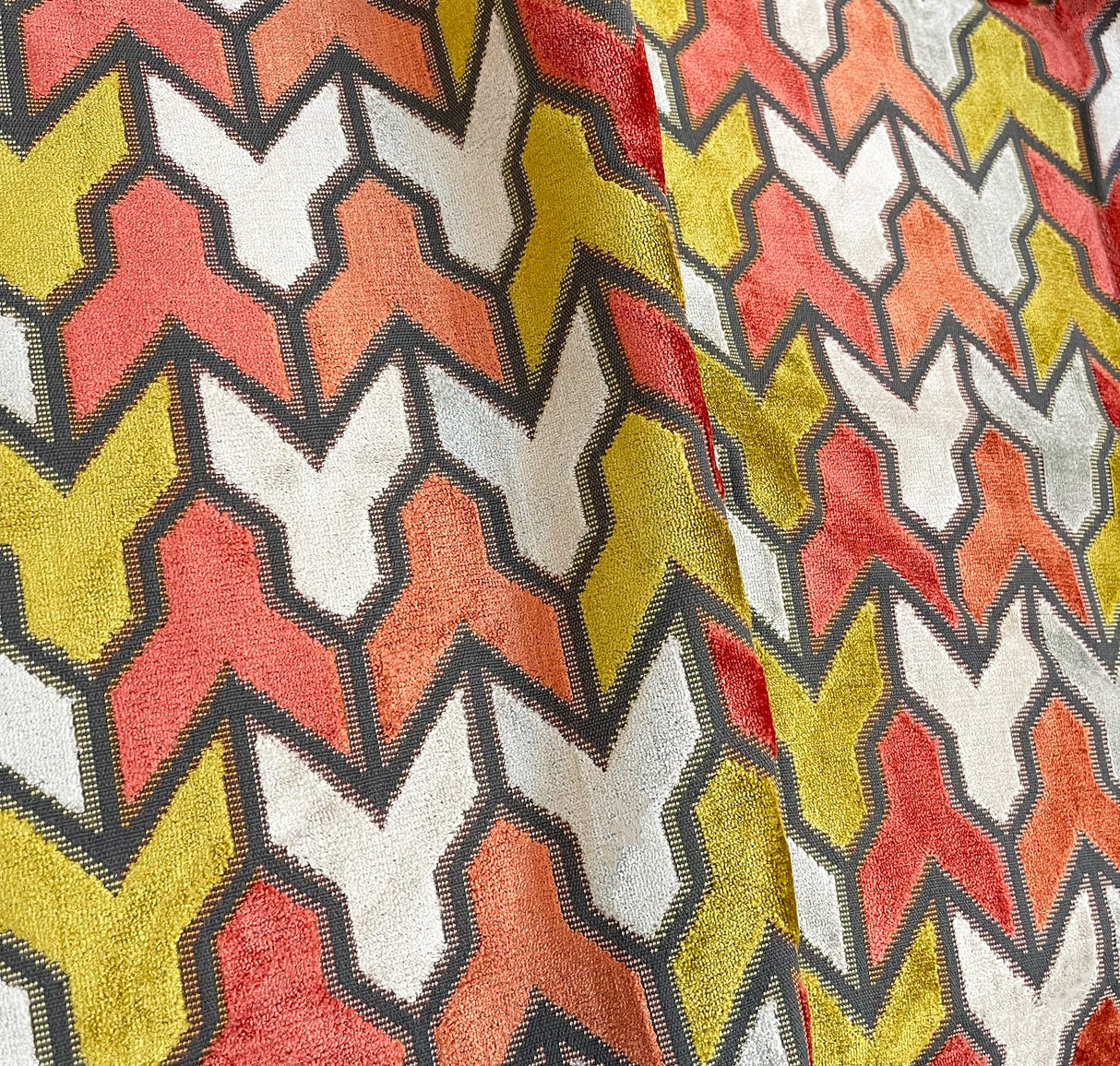 Cut Velvet Upholstery Fabric Jefferson Geometric Pattern