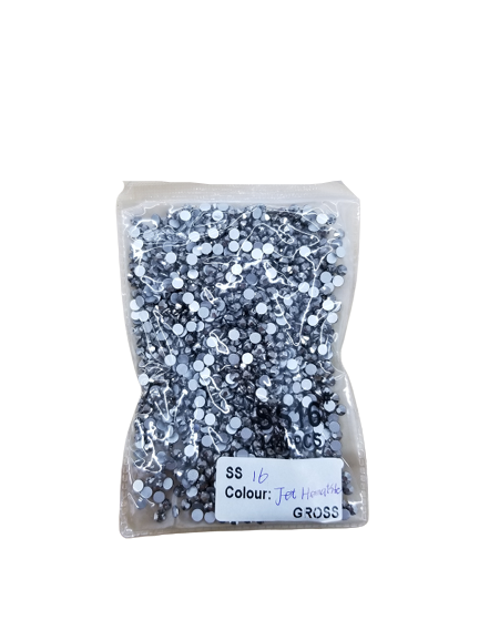 Small Bag Glue On Rhinestones Flat Back Rhinestone Fabric - Jet Hematite, 2MM To 6MM Sizes (1 Bag)