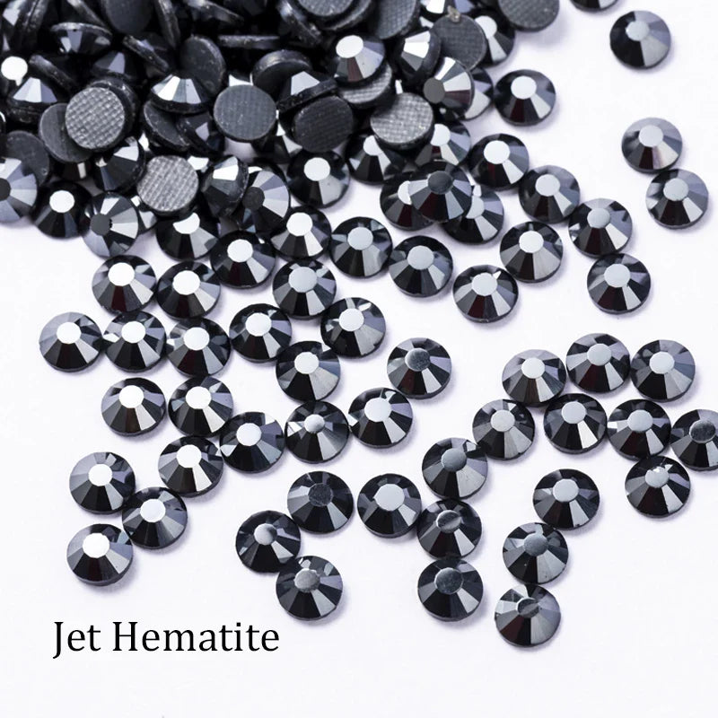 Small Bag Glue On Rhinestones Flat Back Rhinestone Fabric - Jet Hematite, 2MM To 6MM Sizes (1 Bag)