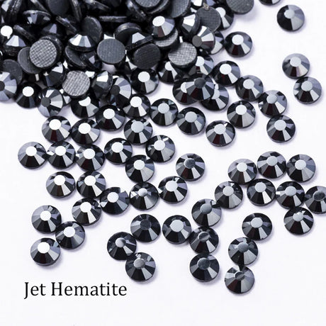Small Bag Glue On Rhinestones Flat Back Rhinestone Fabric - Jet Hematite, 2MM To 6MM Sizes (1 Bag)