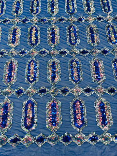 Jewel Sequin Polyester Fabric - Iridescent Jewel Embroidered Sequin Mesh, 54" Width, 36" Length (1 Yard)