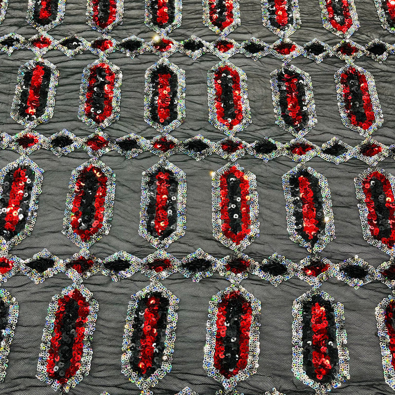 Jewel Sequin Polyester Fabric - Iridescent Jewel Embroidered Sequin Mesh, 54" Width, 36" Length (1 Yard)