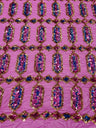 Jewel Sequin Polyester Fabric - Iridescent Jewel Embroidered Sequin Mesh, 54" Width, 36" Length (1 Yard)