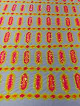 Jewel Sequin Polyester Fabric - Iridescent Jewel Embroidered Sequin Mesh, 54" Width, 36" Length (1 Yard)
