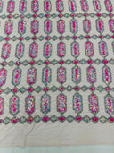 Jewel Sequin Polyester Fabric - Iridescent Jewel Embroidered Sequin Mesh, 54" Width, 36" Length (1 Yard)