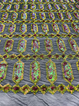 Jewel Sequin Polyester Fabric - Iridescent Jewel Embroidered Sequin Mesh, 54" Width, 36" Length (1 Yard)