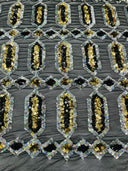Jewel Sequin Polyester Fabric - Iridescent Jewel Embroidered Sequin Mesh, 54" Width, 36" Length (1 Yard)